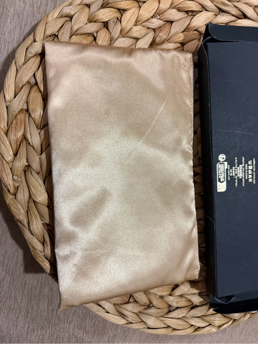 CHANEL Sublimage Satin Cosmetic Pouch in Metallic Gold
